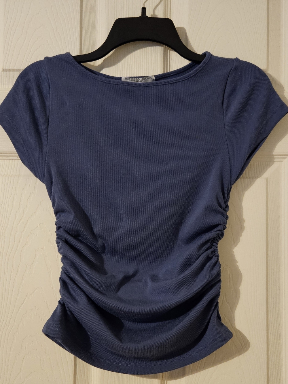 Ruched Side Short Sleeve Top in Navy by Lush
